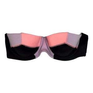 Victoria's Secret 32C The Flirt Bandeau Colorblock Swim Top Z34UN Molded Push Up